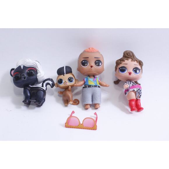 LOL Surprise, Miniature Dolls, Skunk, Monkey, Glitch, Baby Girl, Toy Set - Picture 1 of 2